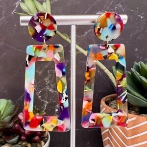 "Susan" NEW Multicolor Dangle Acrylic Geometric Fun Statement Fashion Ea…